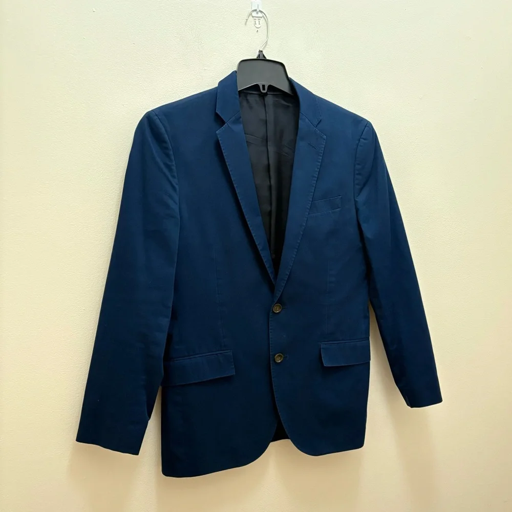 J. Crew $348 Navy Ludlow Slim-fit Suit Jacket in Italian Cotton Chino Sz 38R/M